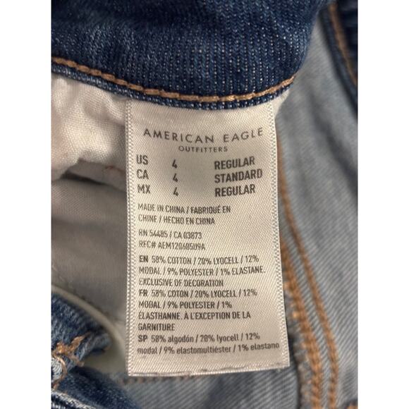 American Eagle 90's Festival Mom Straight Ripped Distressed Stretch Jeans Size 4 - Picture 4 of 10